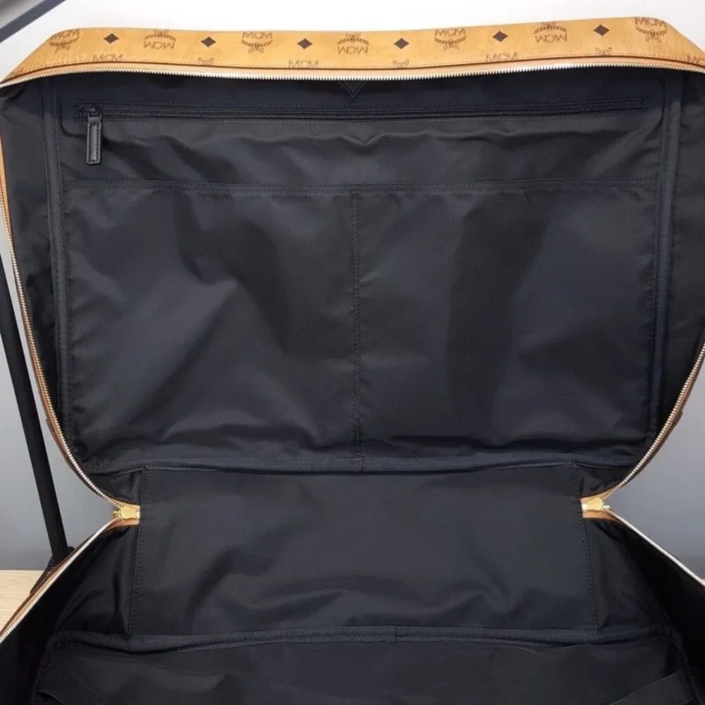 MCM Ottomar Suitcase in Visetos Tan Cognac Leather Weekender Monogram Logo $1390